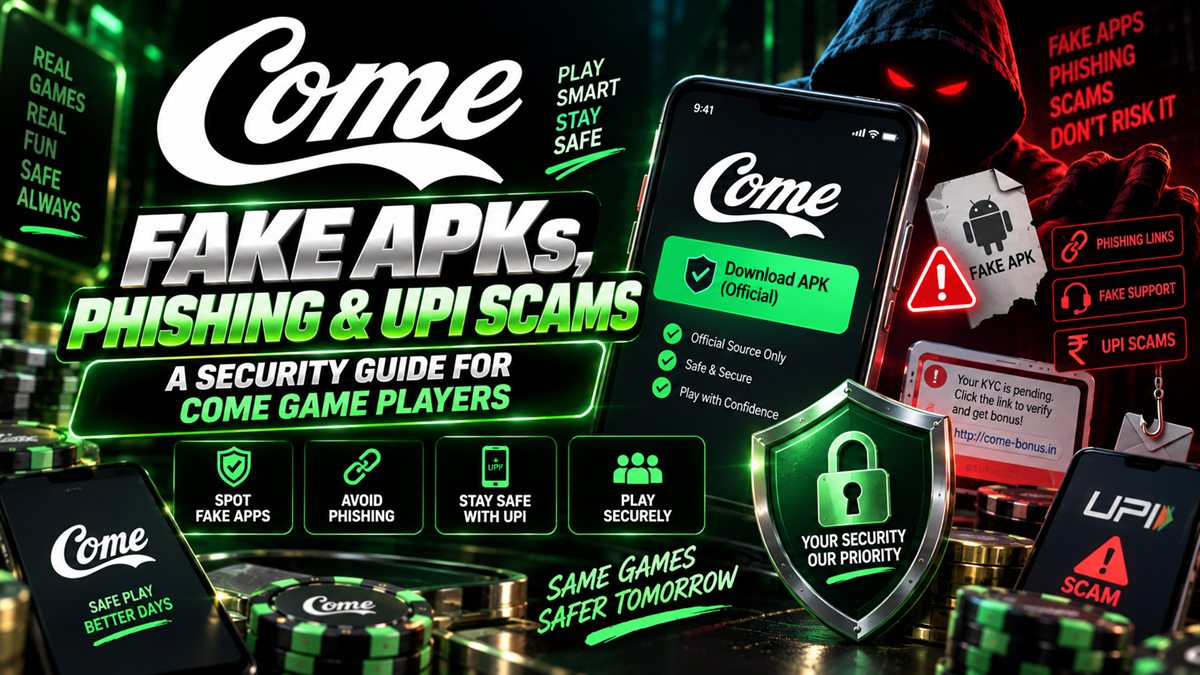 Fake Come Game APKs, phishing and UPI scams — an account security guide for Indian players